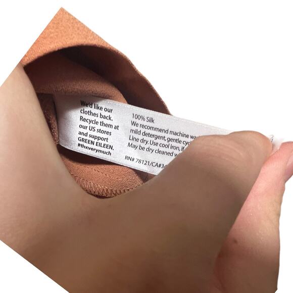 Eileen Fisher 100% Silk Warm Brown Sleeveless Shell Minimalist Business Tank XL - Picture 6 of 6